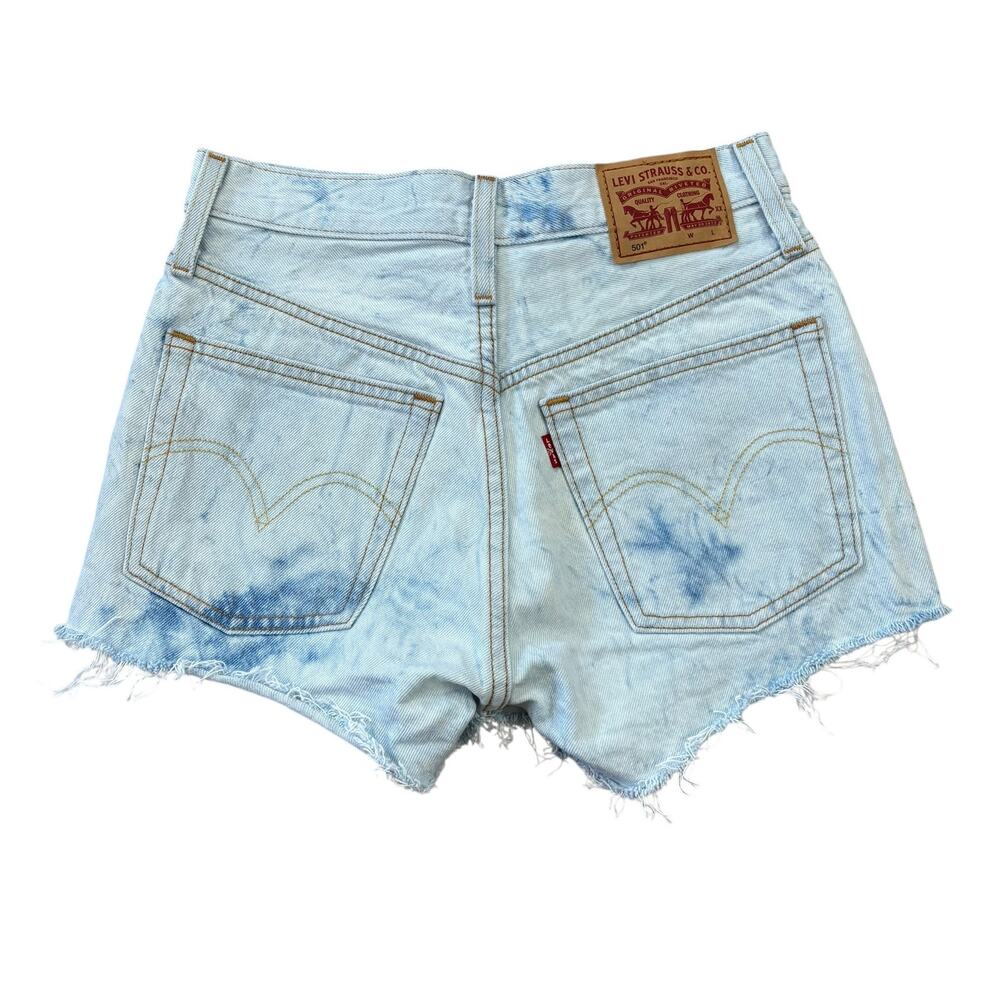 Levi’s 501 Acid Wash Denim Blue Jean Shorts Women’s 24 Classic Casual Western